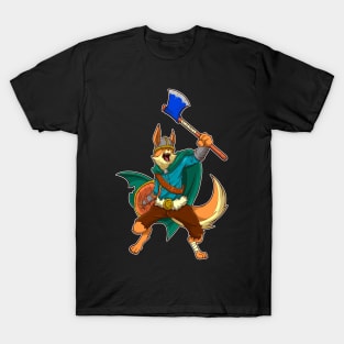 comic animals fox viking T-Shirt